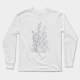 Larkspur flower drawing Long Sleeve T-Shirt